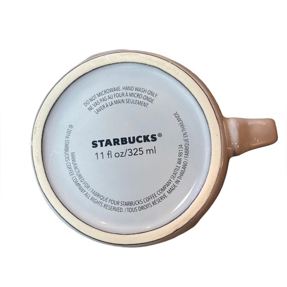 STARBUCKS Anniversary Siren Winking Face Mug 2016 11 Oz Grey Gold - Picture 5 of 6